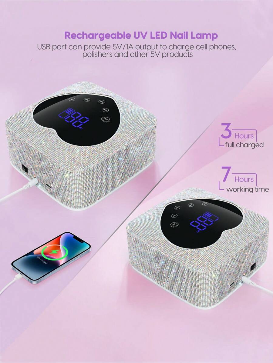 Nail Drying Lamp With Built-In Battery, Cordless UV LED Nail Lamp, Suitable For All Gel Professional Nail Equipment Tools