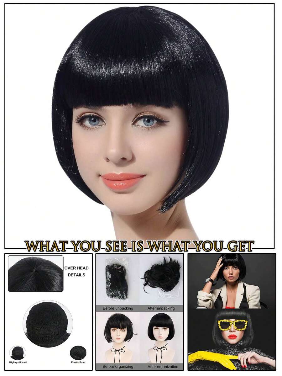 Fashion Women's BoBo Wigs Short Straight Hair With Bangs Multiple Pastel Colors Bob Anime Cosplay Party Costume Wigs For Ladies Holiday Exhibition Celebration Daily Wigs For Birthday Gifts Sassy Rockabilly Punk Rock & Roll 80s Wig