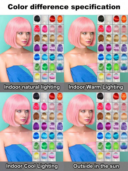 Fashion Women's BoBo Wigs Short Straight Hair With Bangs Multiple Pastel Colors Bob Anime Cosplay Party Costume Wigs For Ladies Holiday Exhibition Celebration Daily Wigs For Birthday Gifts Sassy Rockabilly Punk Rock & Roll 80s Wig
