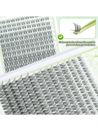 Natural Lash Kit 154Pcs DIY Lash Kit Wispy Eyelash Kit 10-18MIX With Bond And Seal Remover And Tweezers Lash Clusters