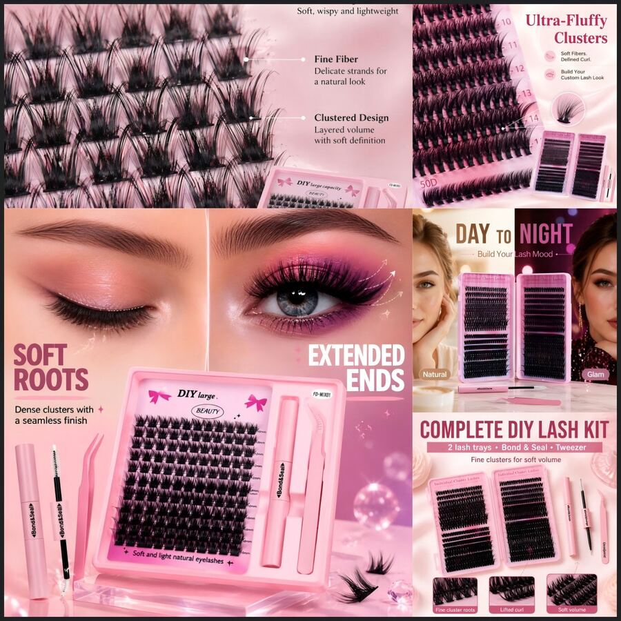 Lightweight False Lash Clusters With Bond & Seal Glue