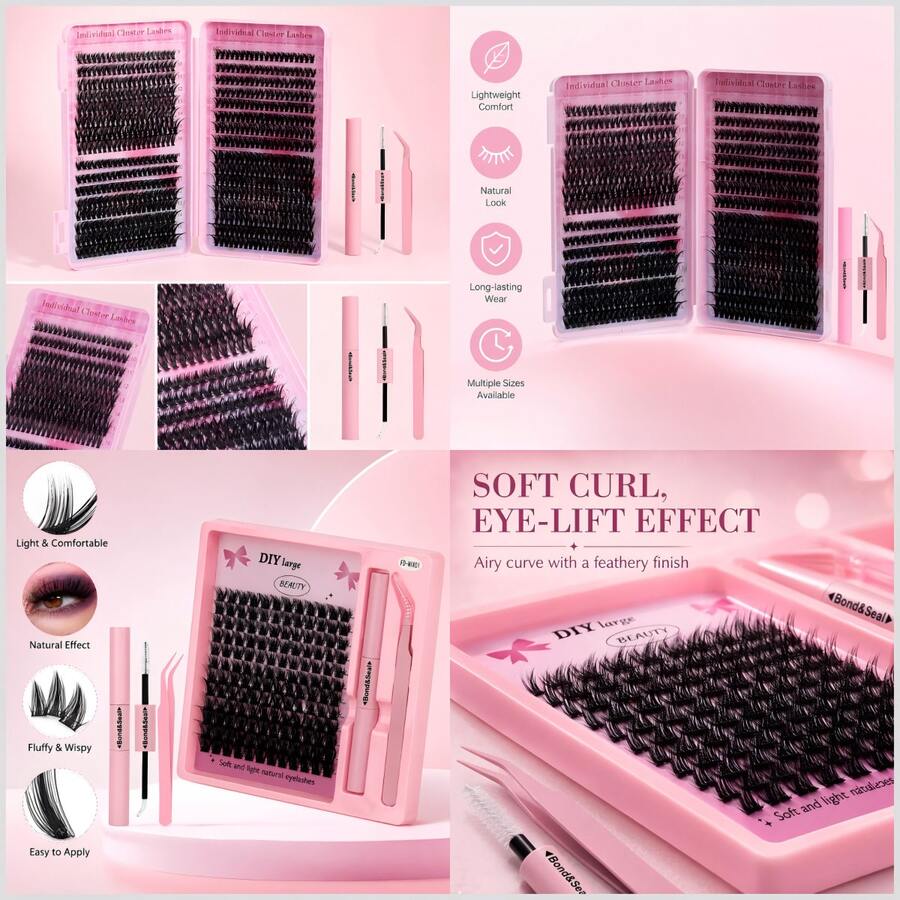 Lightweight False Lash Clusters With Bond & Seal Glue